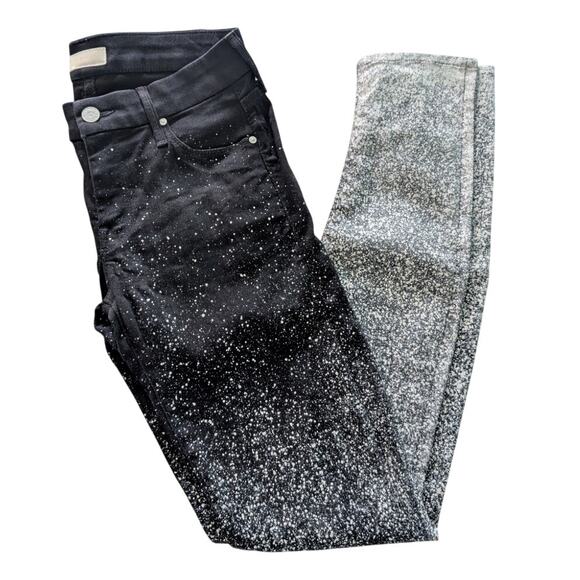 MOTHER Cruella De Vil Black & White Splatter Denim Skinny Mid Rise Jeans size 27 - Picture 1 of 8